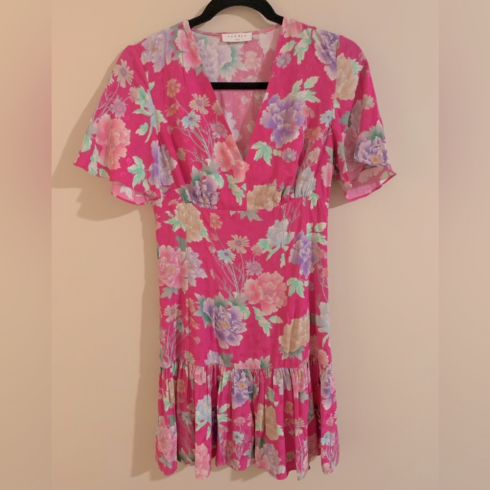 SANDRO SHORT MINI FLORAL SUMMER DRESS - Picture 3 of 11